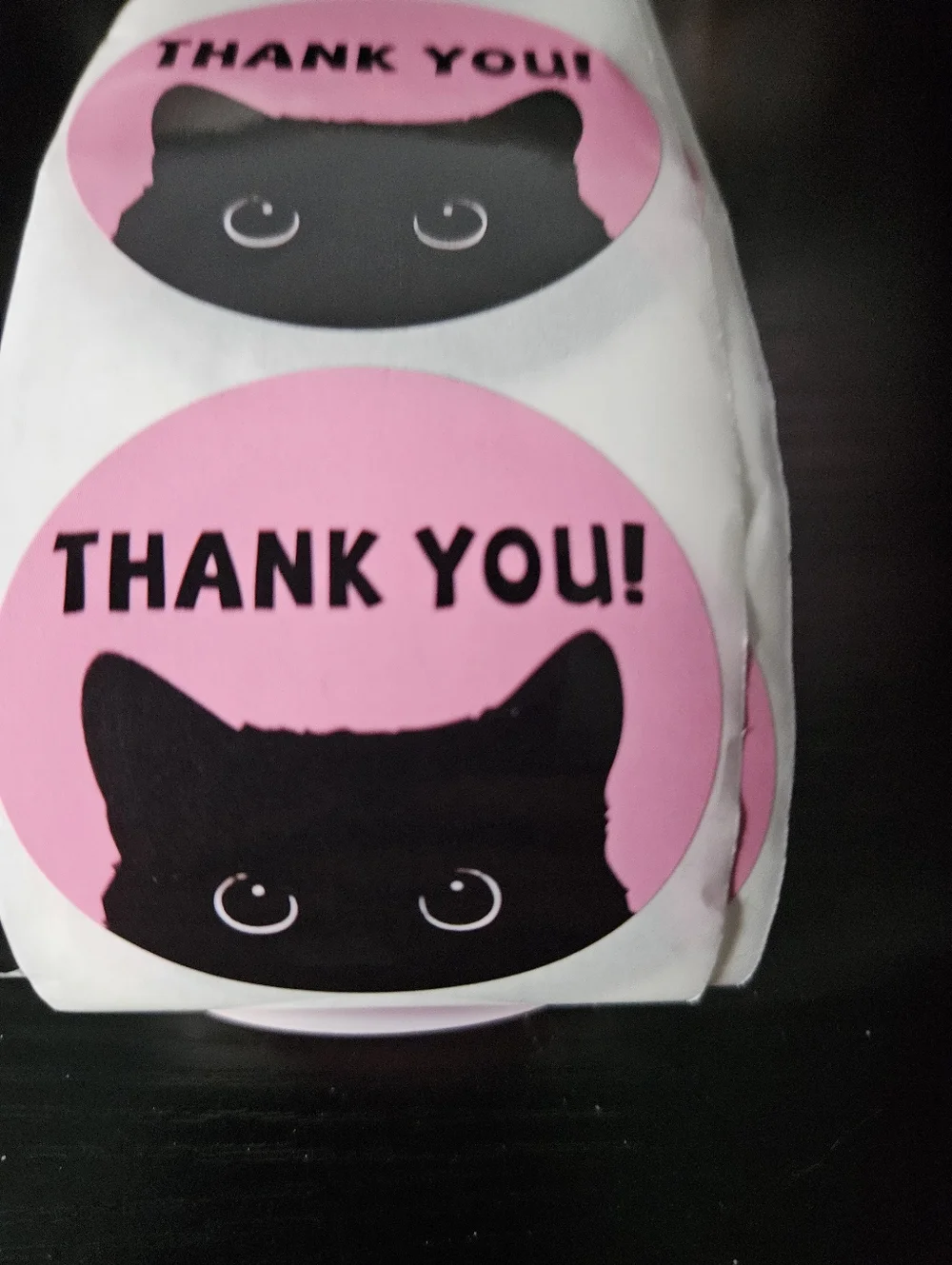 50 Pink Cat Thank You Stickers